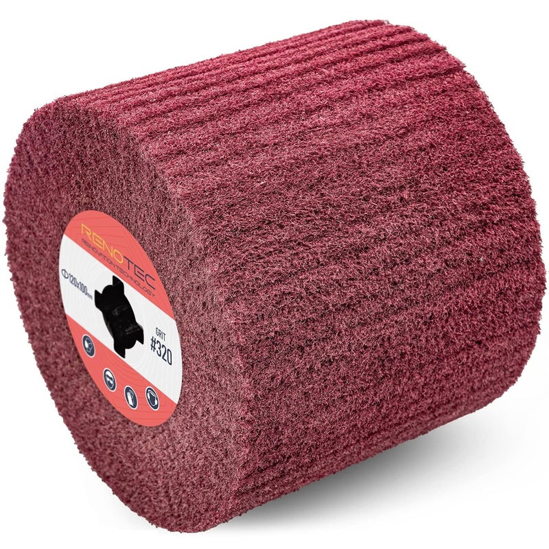 RENOTEC 120x100mm Non-Woven Abrasive Flap Wire Drawing Polishing Burnishing Wheel for The Surface Treatment of Metal Products (320 GRIT) - Image 1